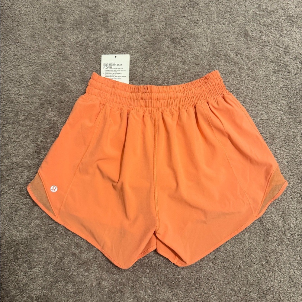 lululemon Hotty Hot High Rise Lined Short 4”- Sunny Coral